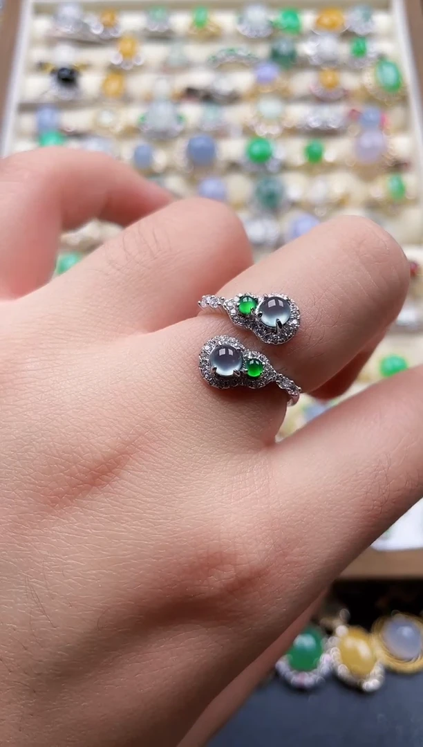 银S925镶嵌戒指翡翠17