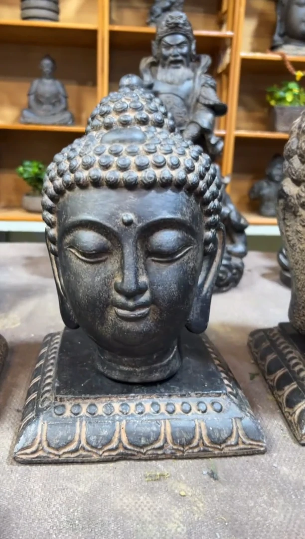 陶土【火山泥】小佛首+莲花底座