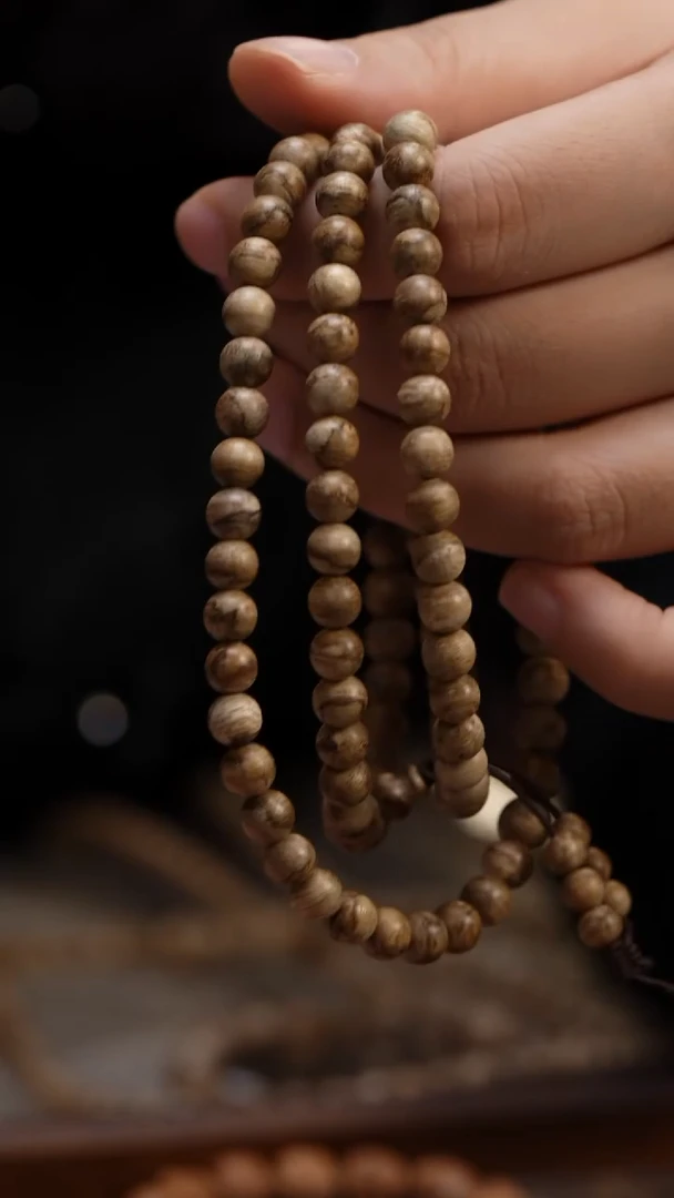 沉香手串蘑**菇沉香0.6圆珠多圈108颗