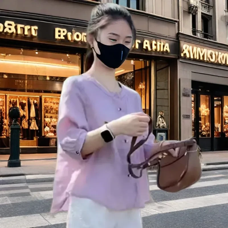 洋气衬衫夏季新款韩系懒惰风时尚减龄开衫小个子女装衬衫