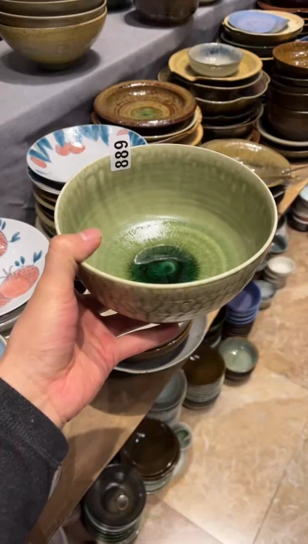 【闪购商品】瓷片889    玻化绿面碗1个