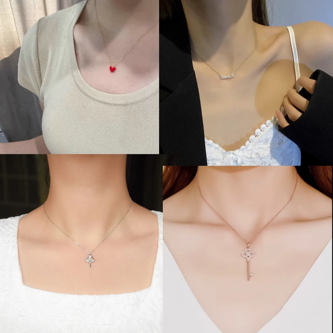 925银合成锆石银制品 925银制品 时尚百搭纯银项链