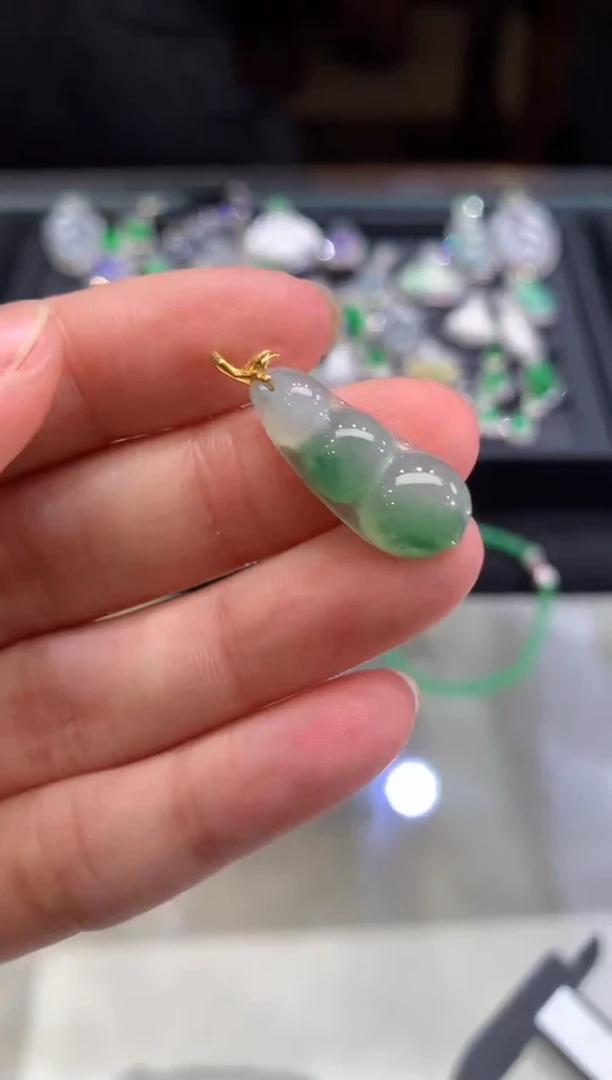 翡翠18K金镶嵌吊坠(不含链)A566|150