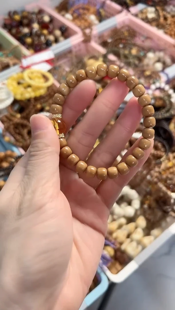 手串琥珀（花珀）未镶嵌龙脊手串搭配琥珀花珀 7*8mm