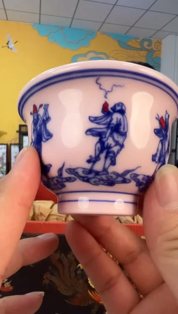 摆件瓷景德镇瓷器压手杯