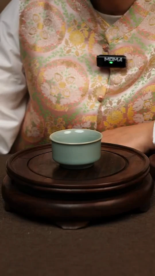 瓷片仿古天青直口杯60ml 微瑕 不带礼盒