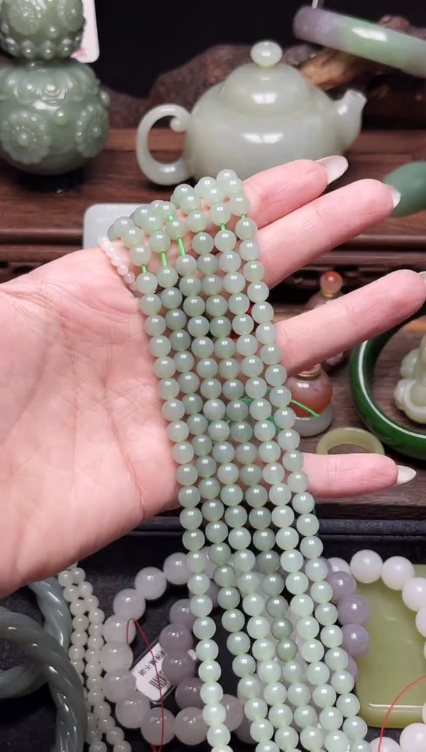 和田玉未镶嵌项链108卡6吐拉牧场 珠链多样性发一