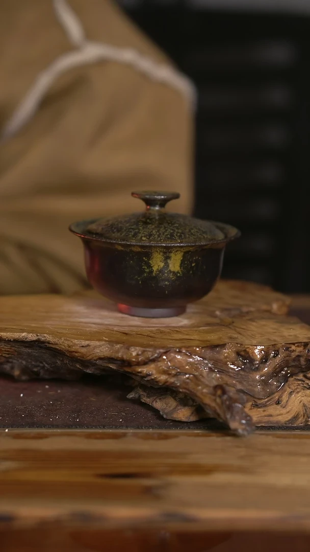 景德镇纯柴烧 乌金泥盖碗 48