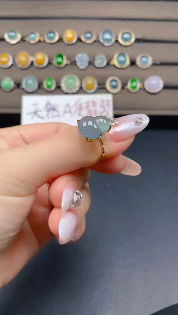 翡翠戒指银S925镶嵌64