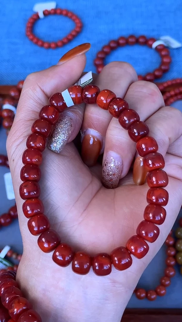 未镶嵌手串南红玛瑙N81凉山瓦西料原矿双色锦红单圈