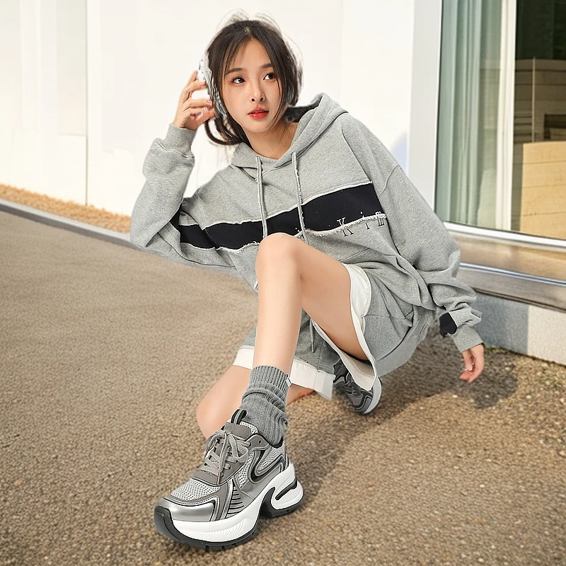 增高老爹鞋时尚休闲鞋透气舒适潮鞋时尚运动鞋夏季女士厚底百搭