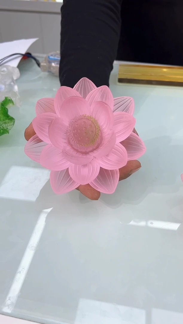 【闪购商品】泥塑古法琉璃莲花粉红摆件