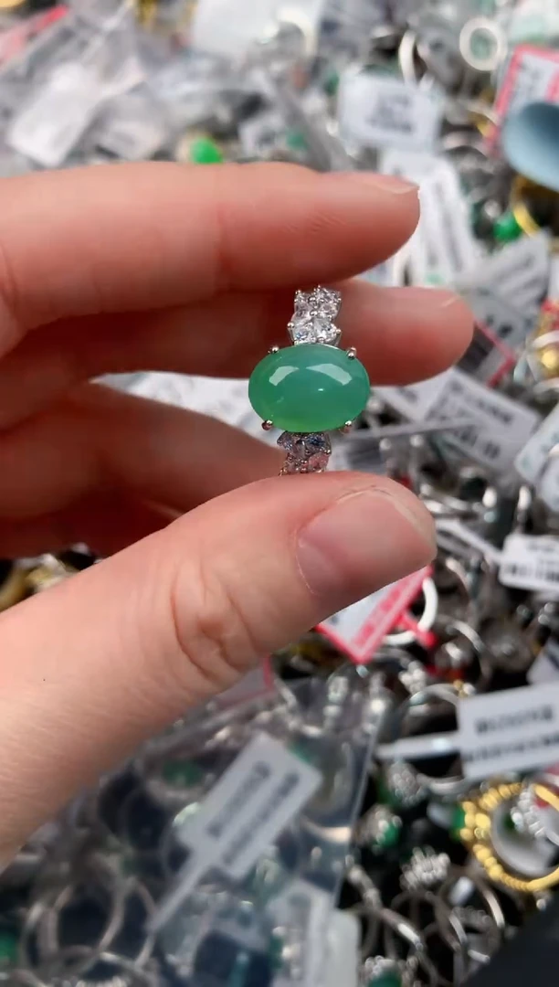 银S925镶嵌戒指翡翠111--8