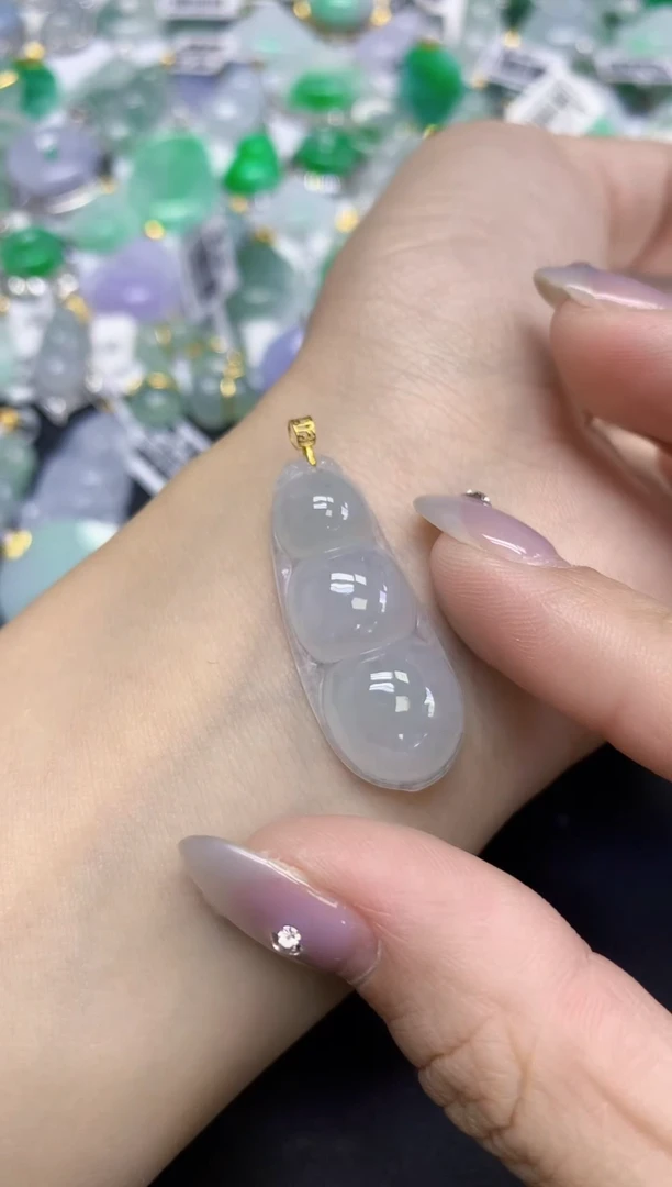 颈饰18K金镶嵌翡翠天然缅甸翡翠A货百元以上9元证书费自理