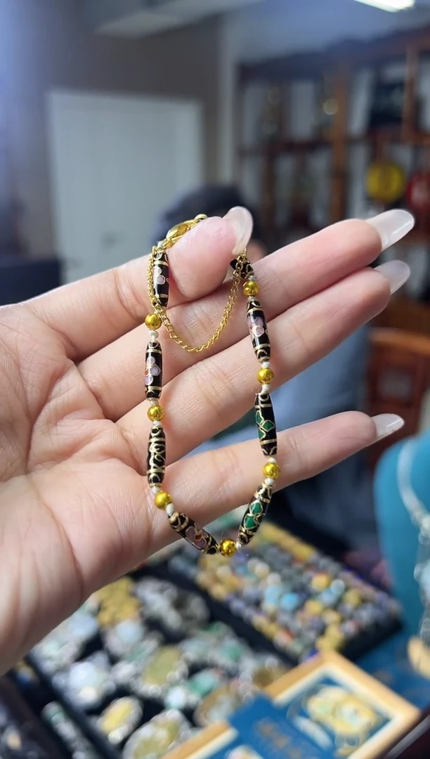 非遗手工景泰蓝竹节手链黑色