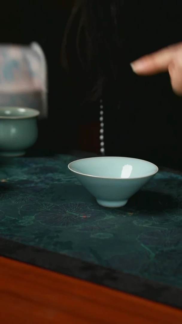 斗笠杯 天青 开片 一级品