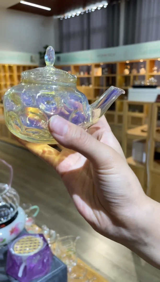 玻璃手工艺品熏金纯手工侧把壶啊