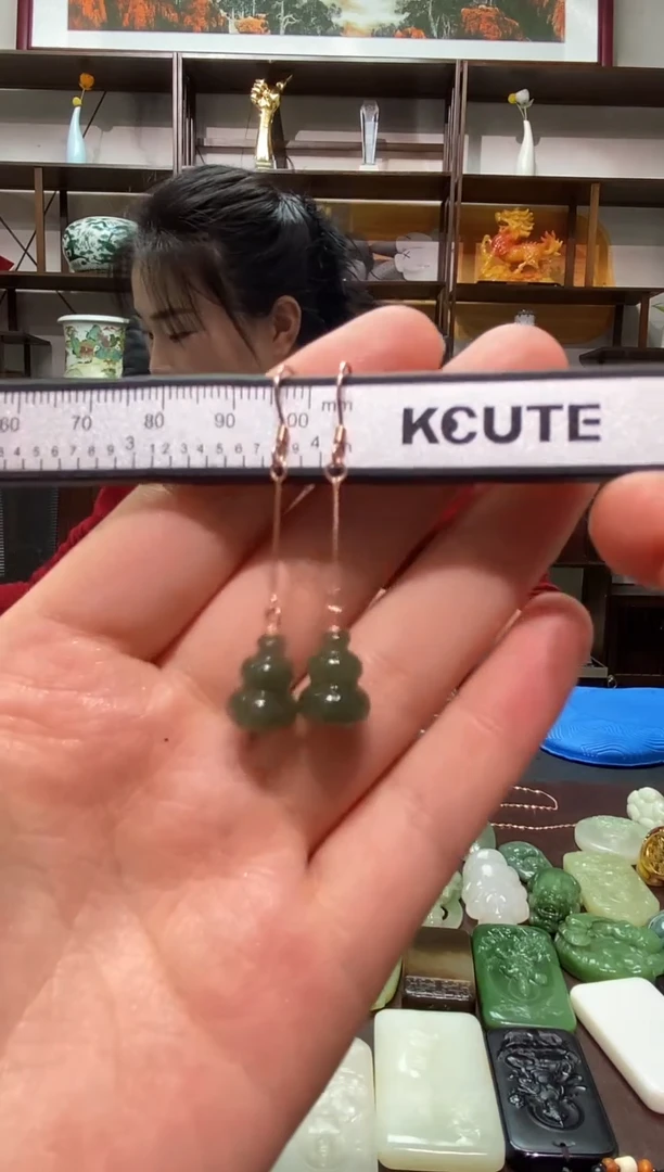 银S925镶嵌和田玉耳饰