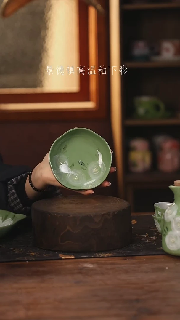 陶瓷景德镇高温釉下手绘陶瓷@L655@
