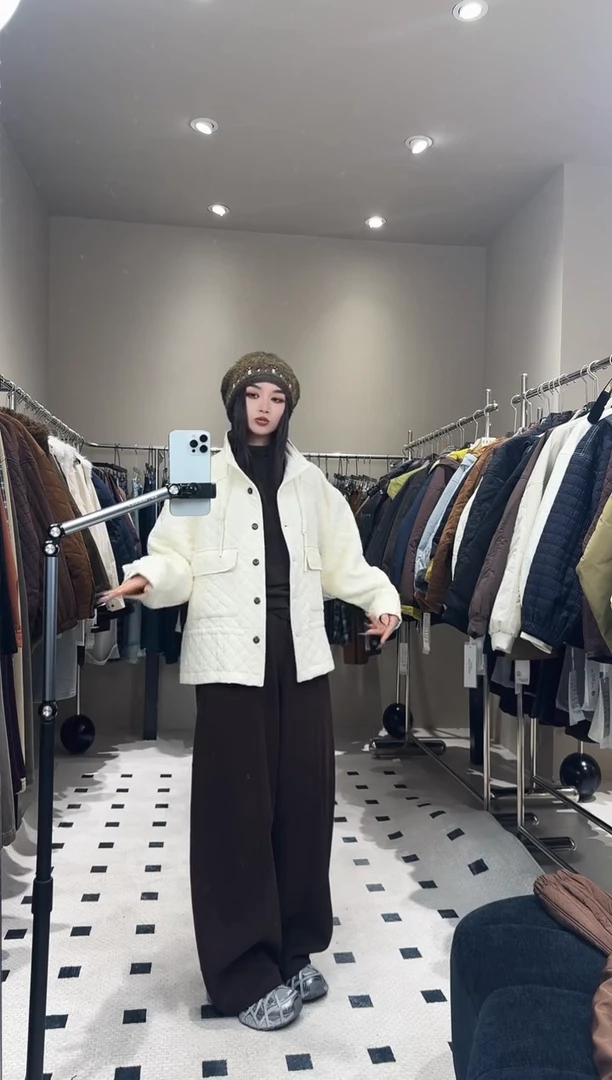 长款棉服米色000000