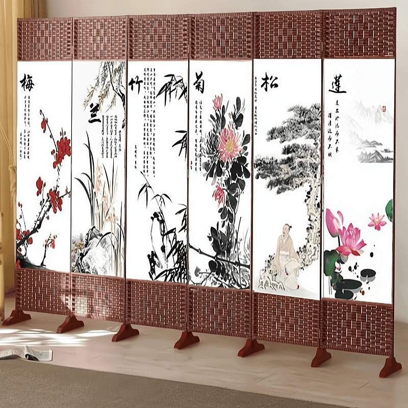 简易屏风隔断墙遮挡简约折叠移动布艺玄关新款新中式房间推拉