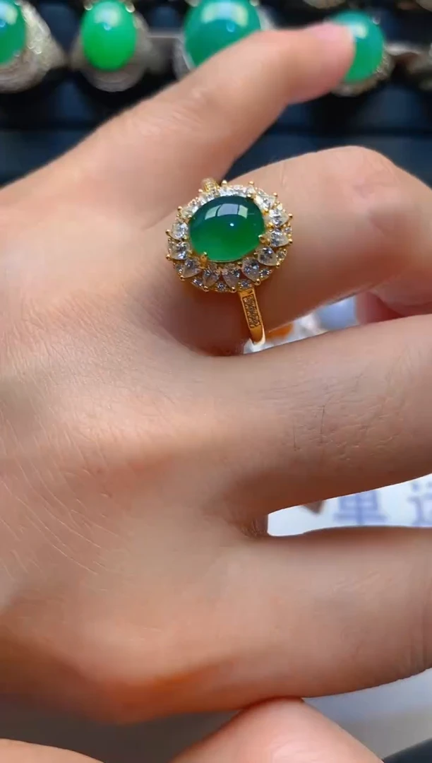 【闪购商品】翡翠耳饰银S925镶嵌天然A货翡翠1