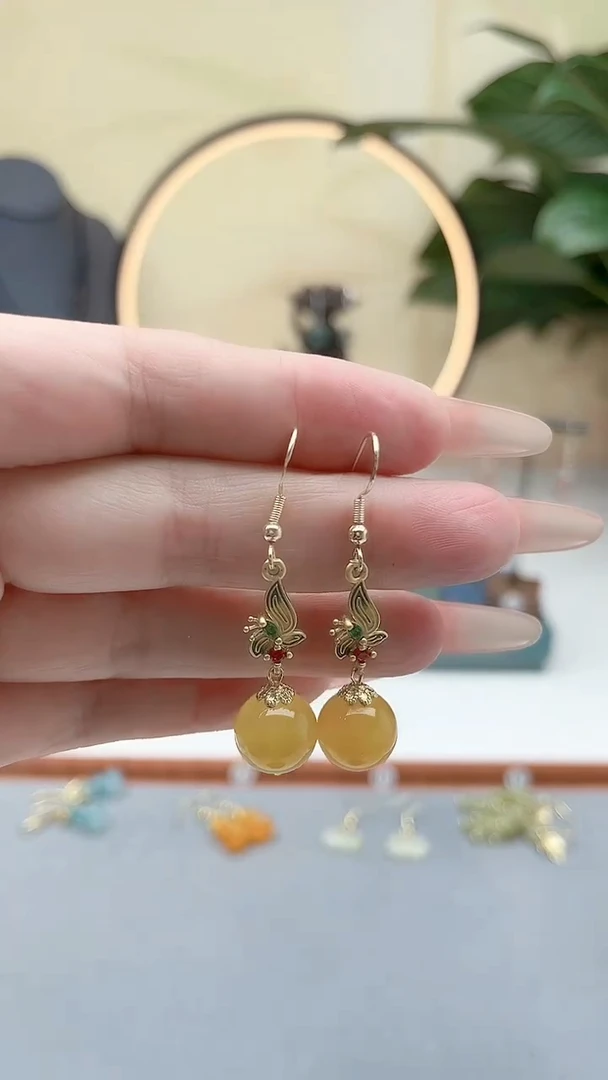 银S925镶嵌耳饰玛瑙/玉髓8852