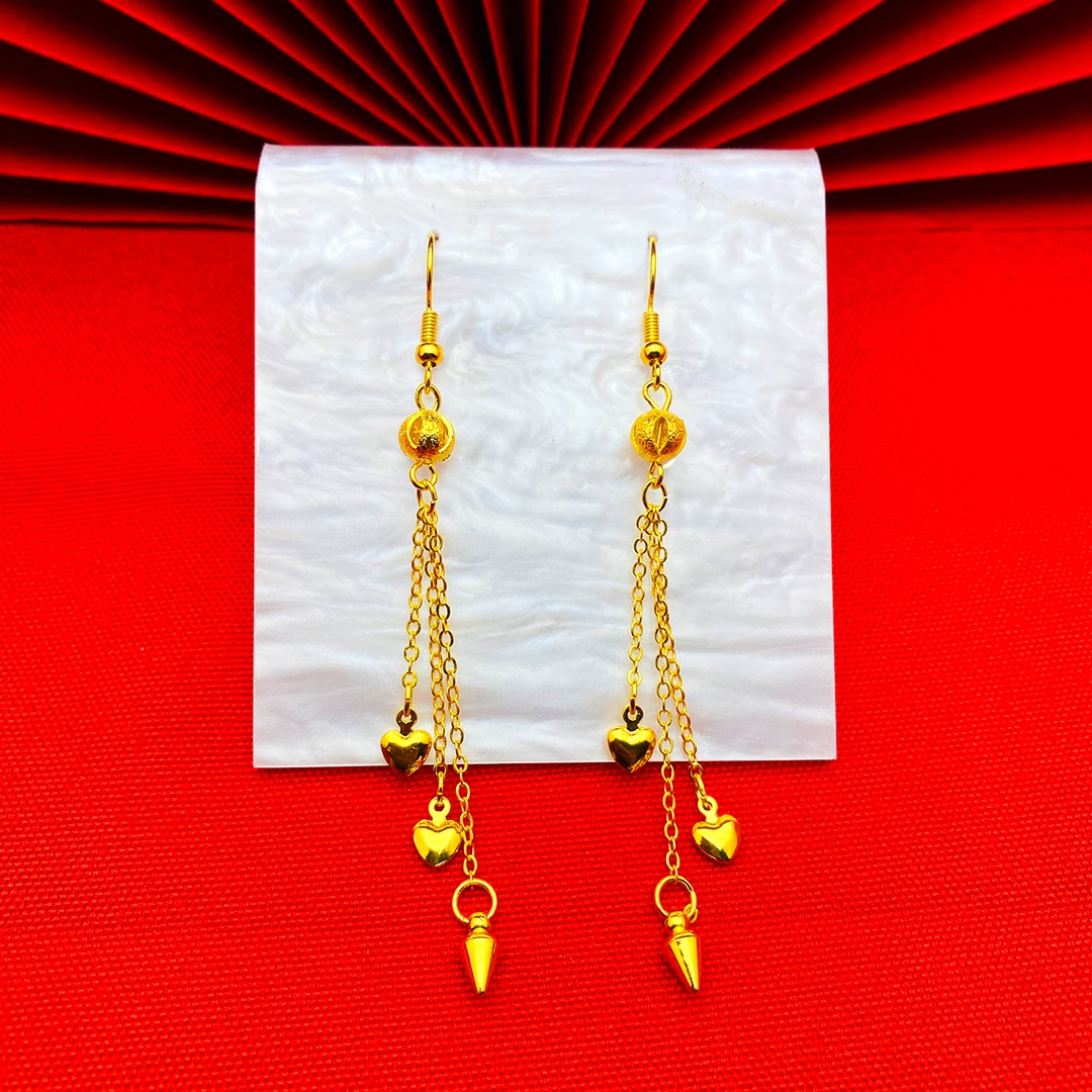 铜合金耳饰 【爱心锥形耳环】长款简约耳坠优雅百搭气质女士耳环