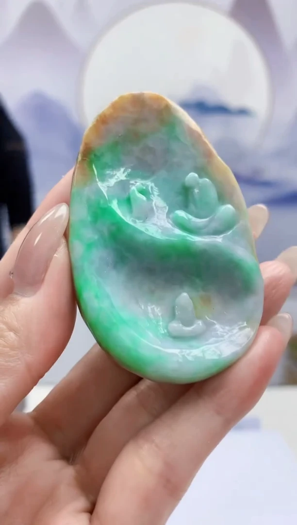 定制翡翠未镶嵌5159MM-毛货挂件64