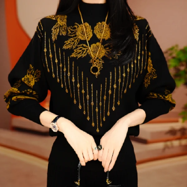 素曼 秋季新款含棉羊毛衣针织毛线衣柔软保暖百搭上衣新H25009