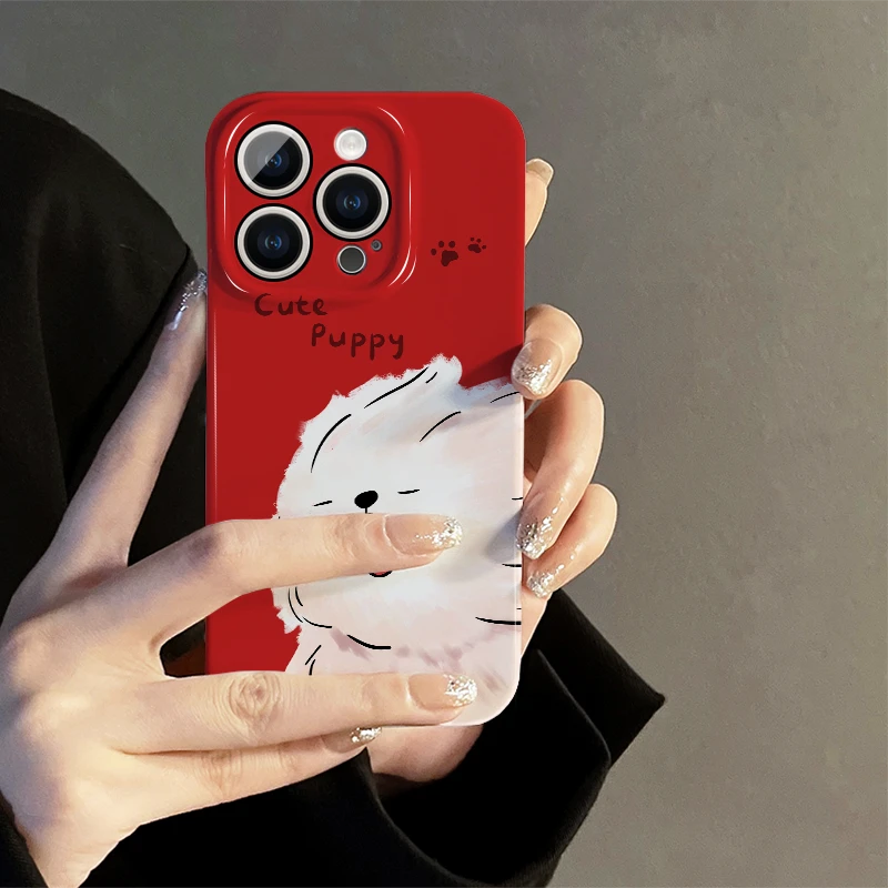 可爱大风小狗适用苹果16promax手机壳新款华为菲林硬壳小米14少女