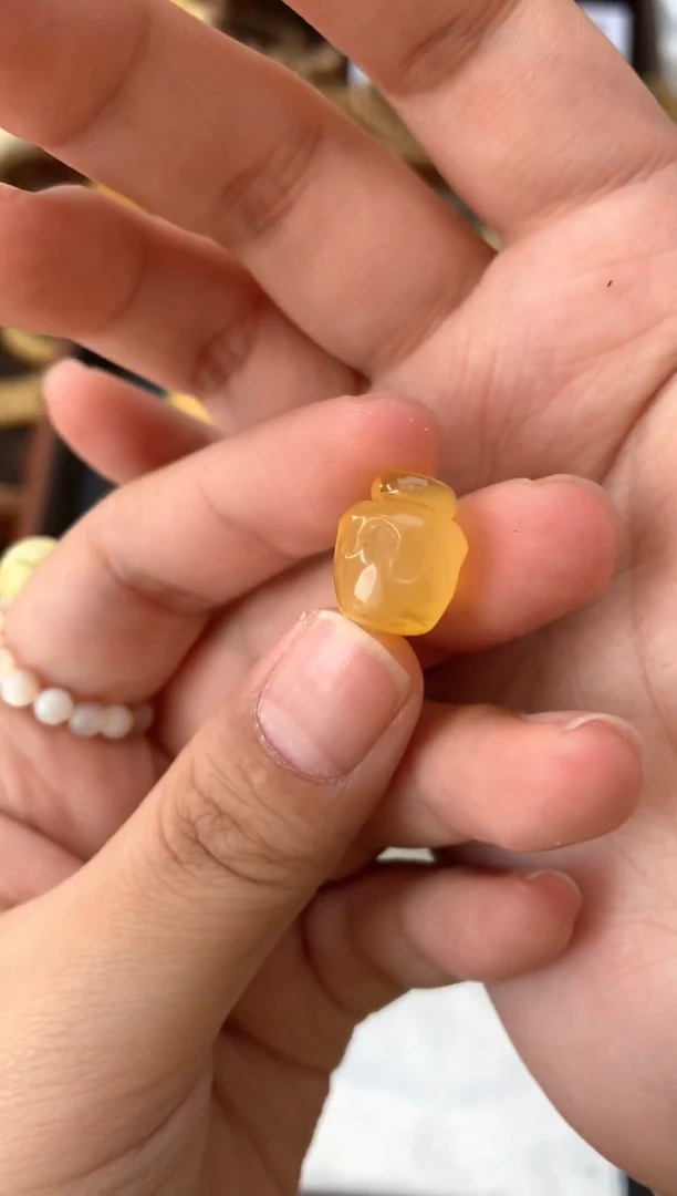 【闪购商品】琥珀珠宝奇石未镶嵌035琥珀蜜蜡花粉小坑介意勿拍