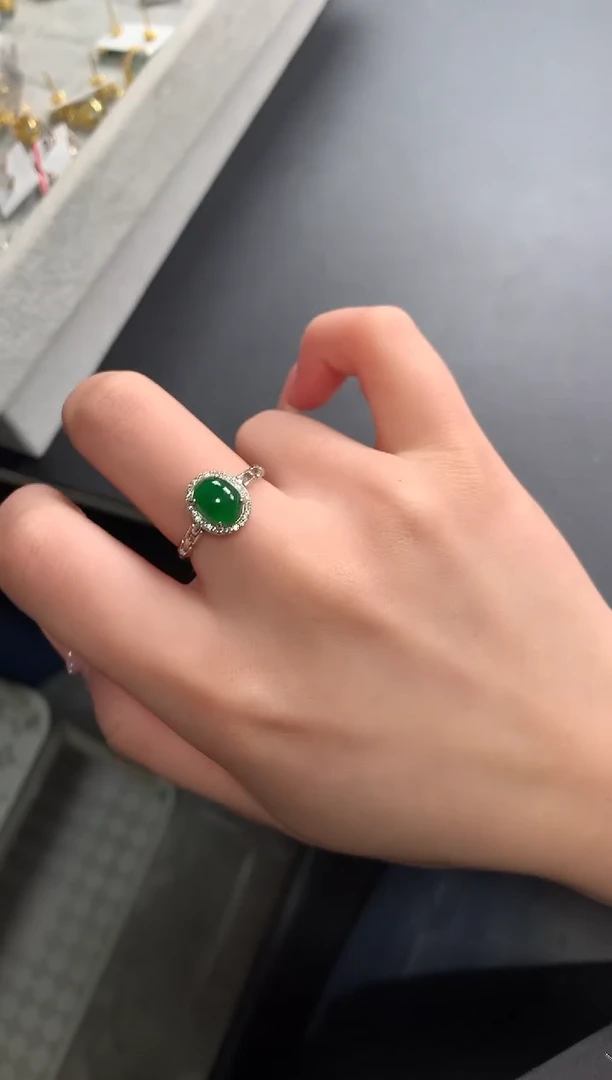 【闪购商品】翡翠戒指银S925镶嵌5141