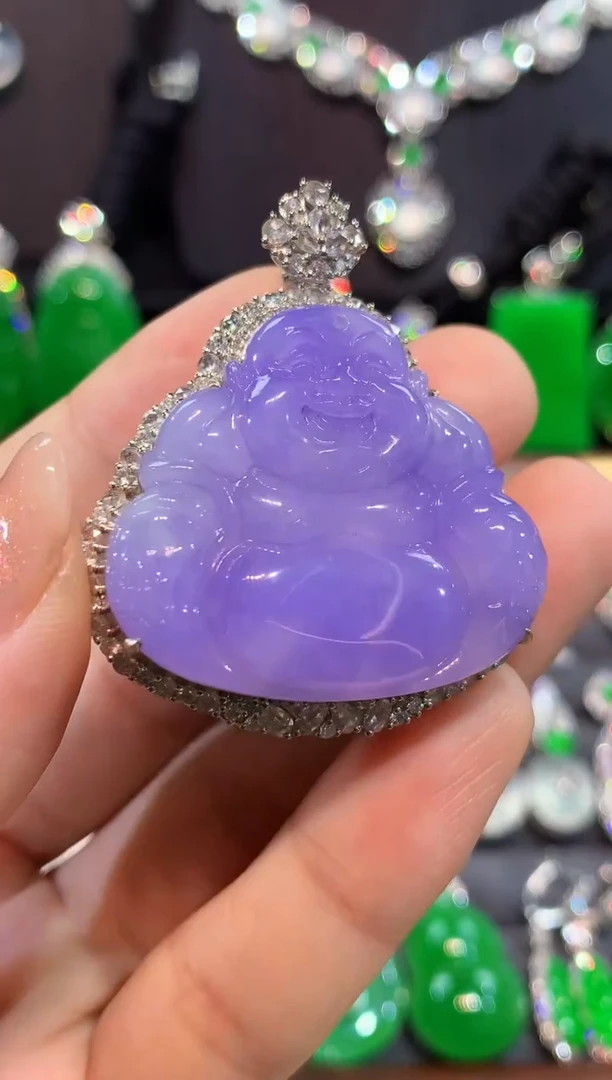 吊坠(不含链)18K金镶嵌翡翠佛公