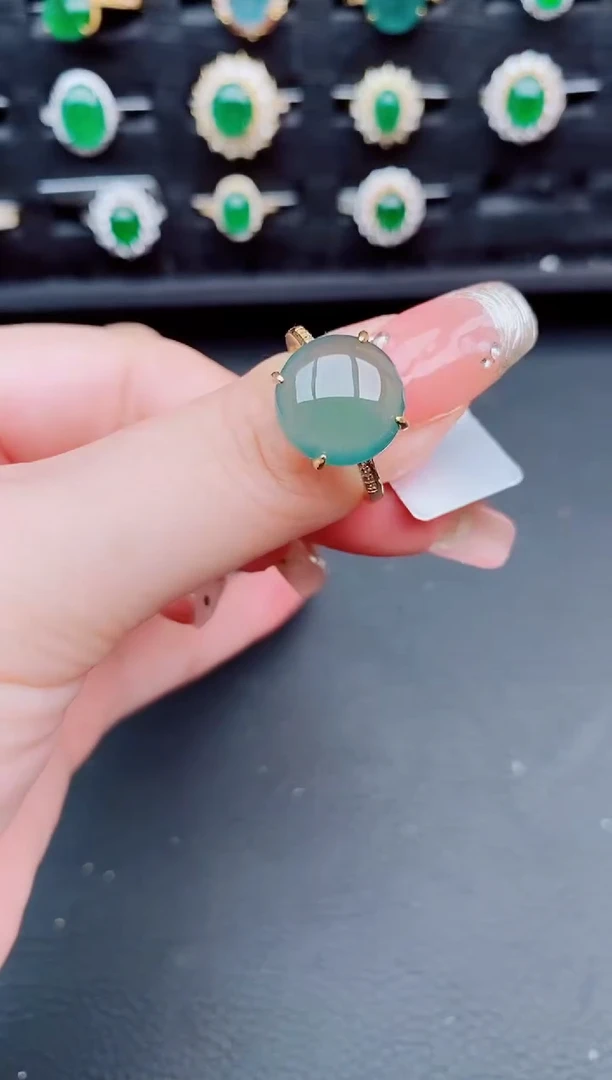 翡翠戒指银S925镶嵌天然a货翡翠172