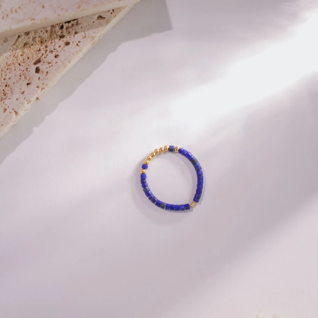 【主播亲穿】足金青金石diy16圈口FL