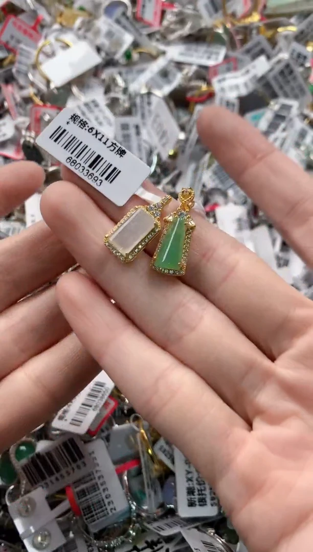 银S925镶嵌戒指翡翠10-10-10  5