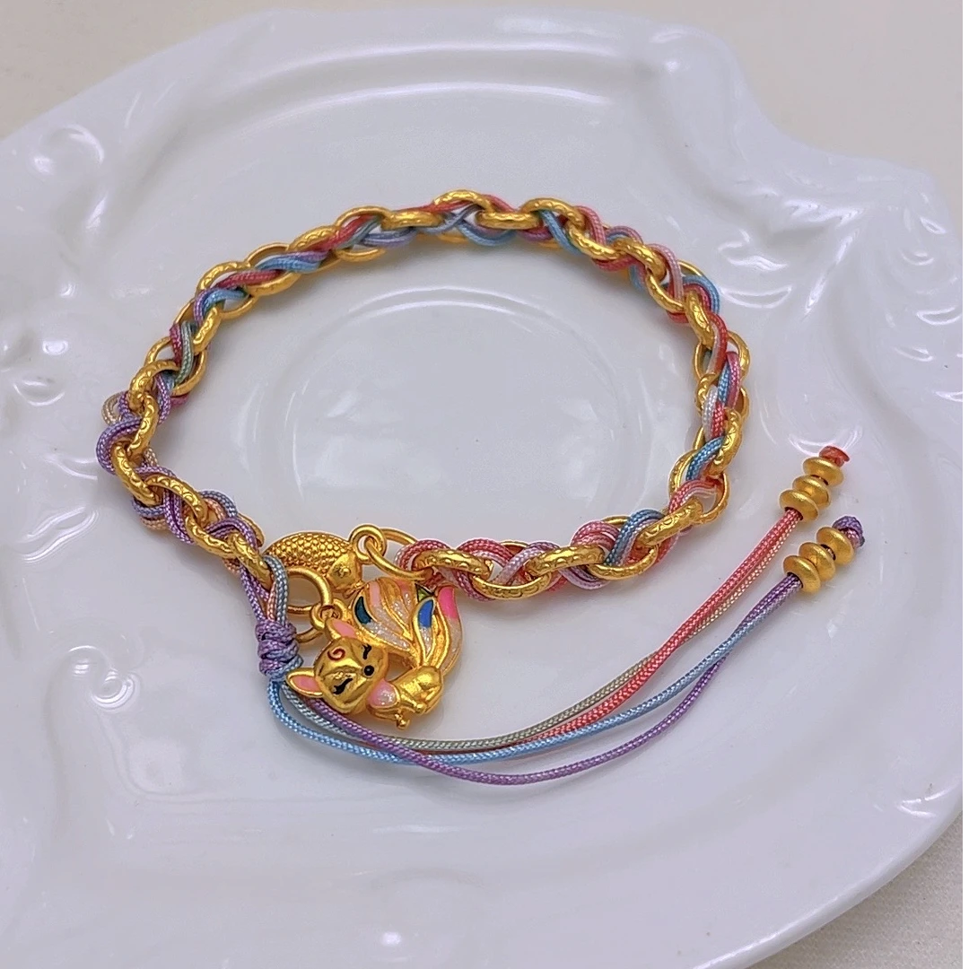 手链 1615-时尚编织九尾狐狸手链彩色编绳可调节