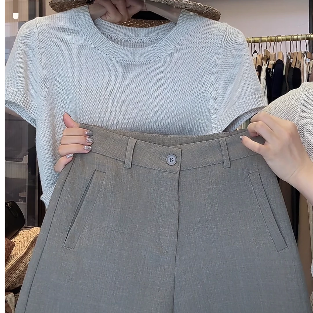 两小吱《夏日暮野》时尚百搭休闲针织上衣