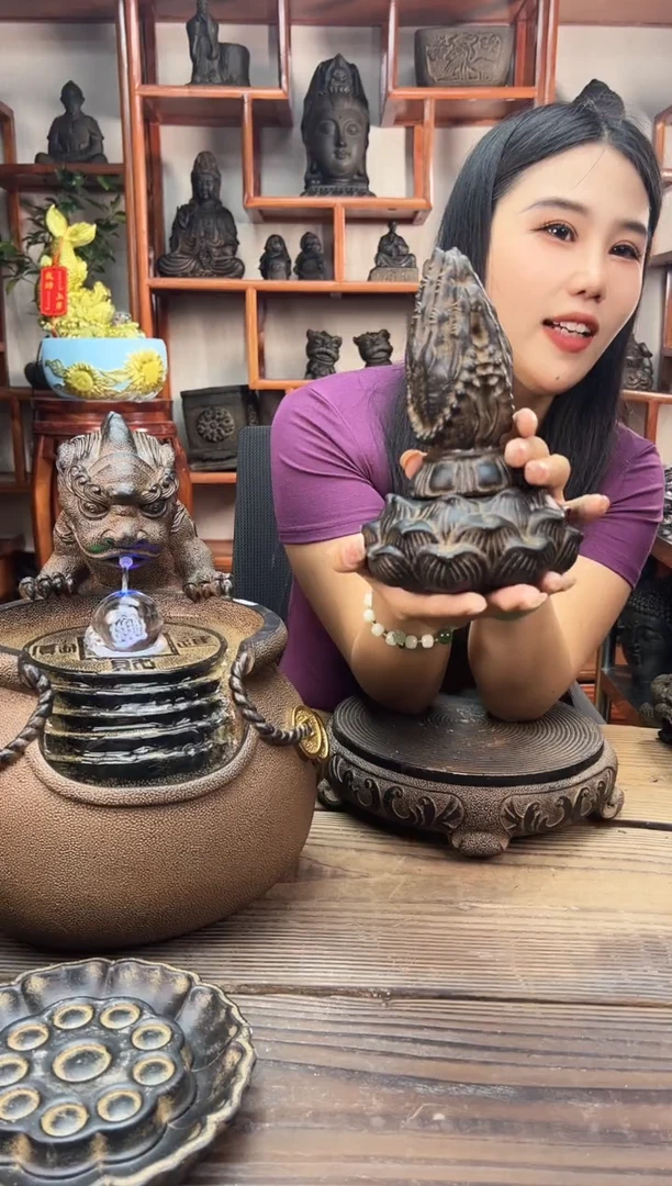 陶土【火山泥】求佛手+莲蓬实心底座