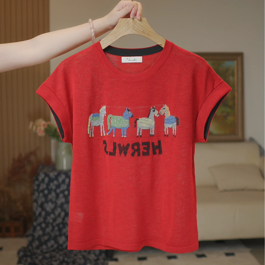 女童纯棉短袖T恤潮小女孩百搭花边袖t休闲中大童儿童时尚上衣韩版