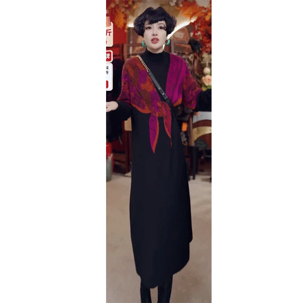 满70    时尚气质复古秋冬长款连衣裙