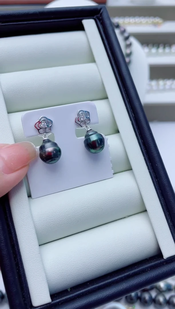 银S925镶嵌海水珍珠耳饰W16