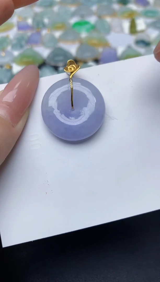 翡翠18K金镶嵌颈饰天然翡翠A货