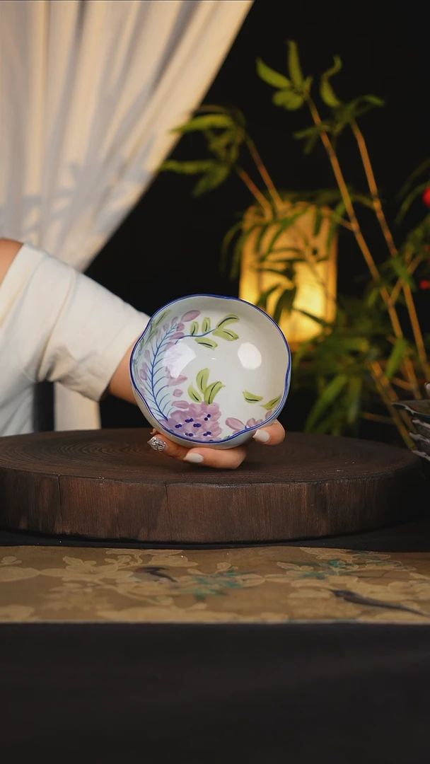 盘景德镇手工手绘高温釉下彩可进蒸箱烤箱洗碗机