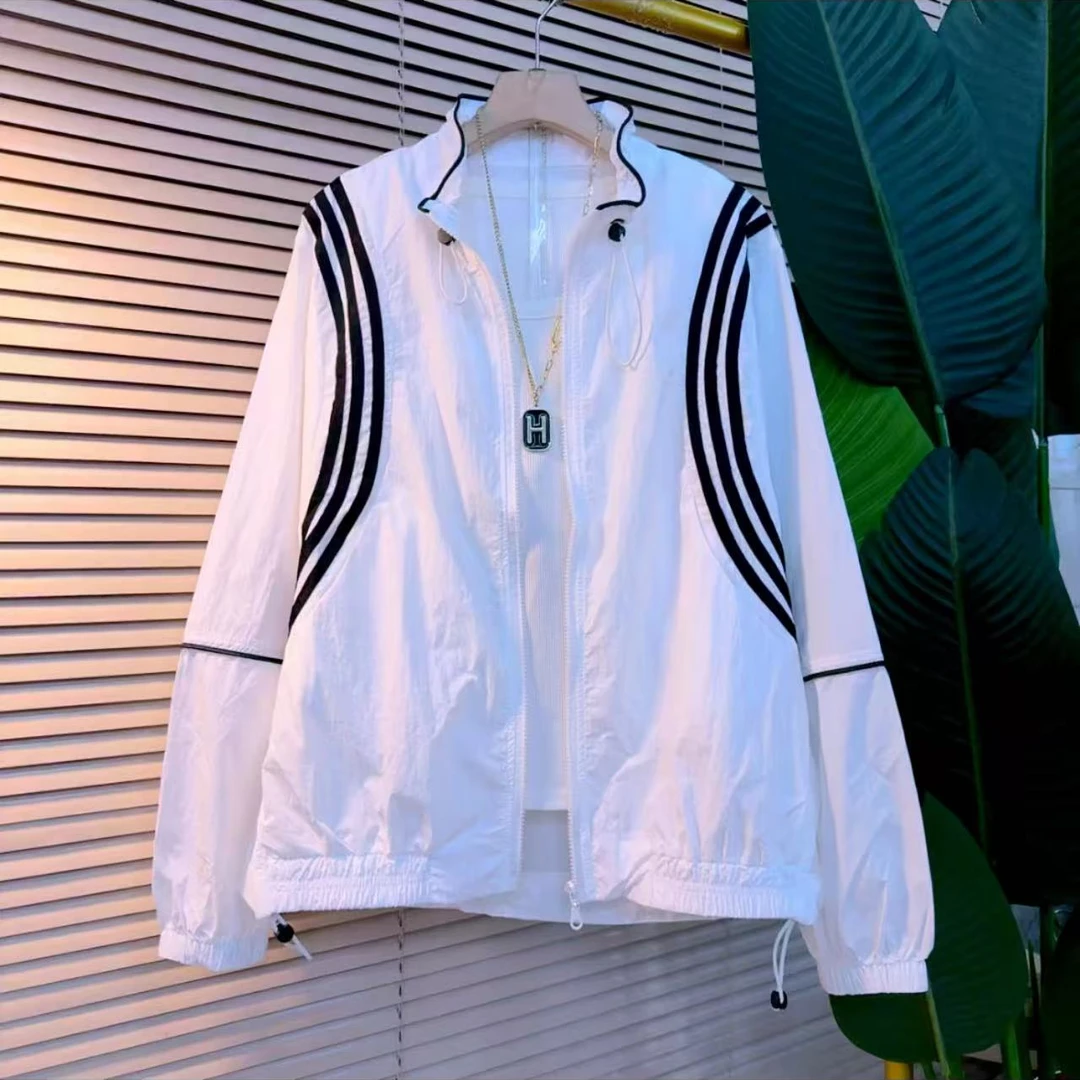 春季新款欧洲站洋气时尚百搭小众拼条设计洋气减龄外套（衣长64）