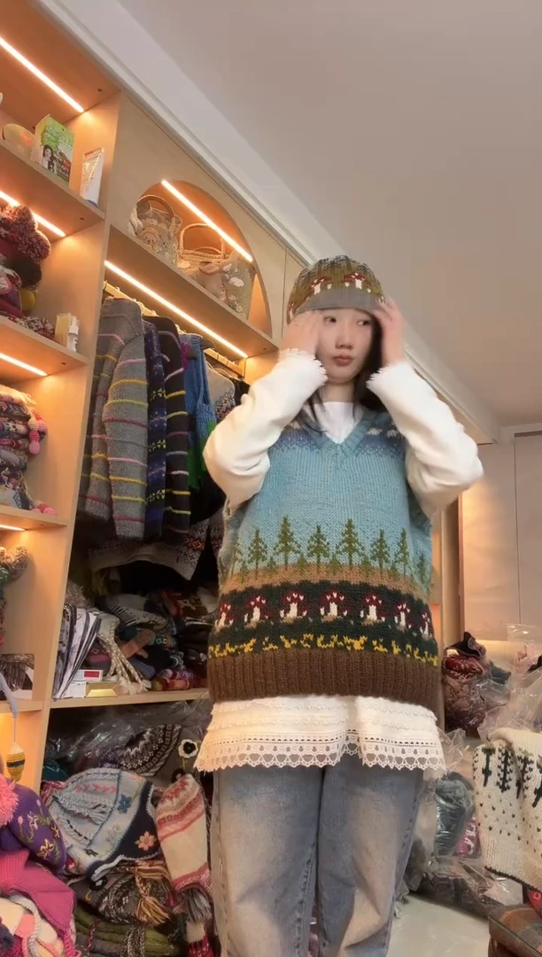 羊毛美利奴森林蘑菇马甲