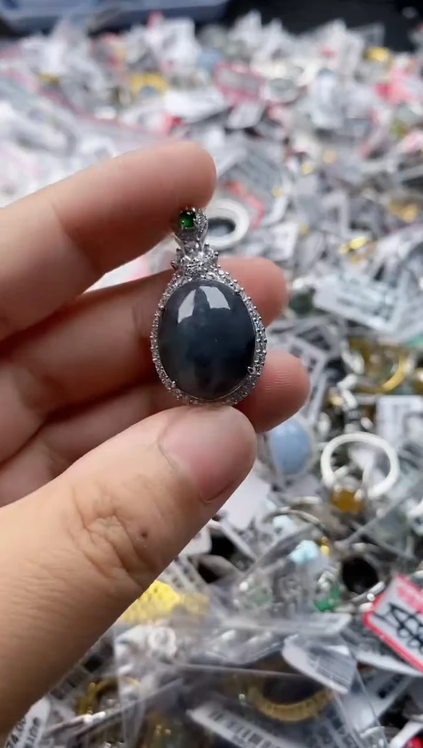 翡翠戒指银S925镶嵌22222     2