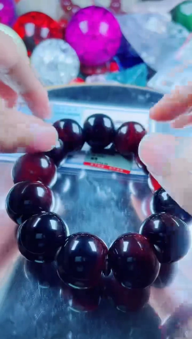 玛瑙/玉髓手串未镶嵌黑金血离子手串卡20