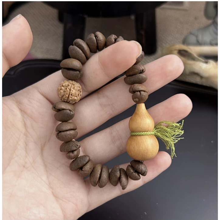 木质手链 【灵魂对撞】小趣萌搞怪天然咖啡豆手串可爱流苏檀